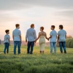 family, sunset, field, nature, portrait, people, poc, bipoc